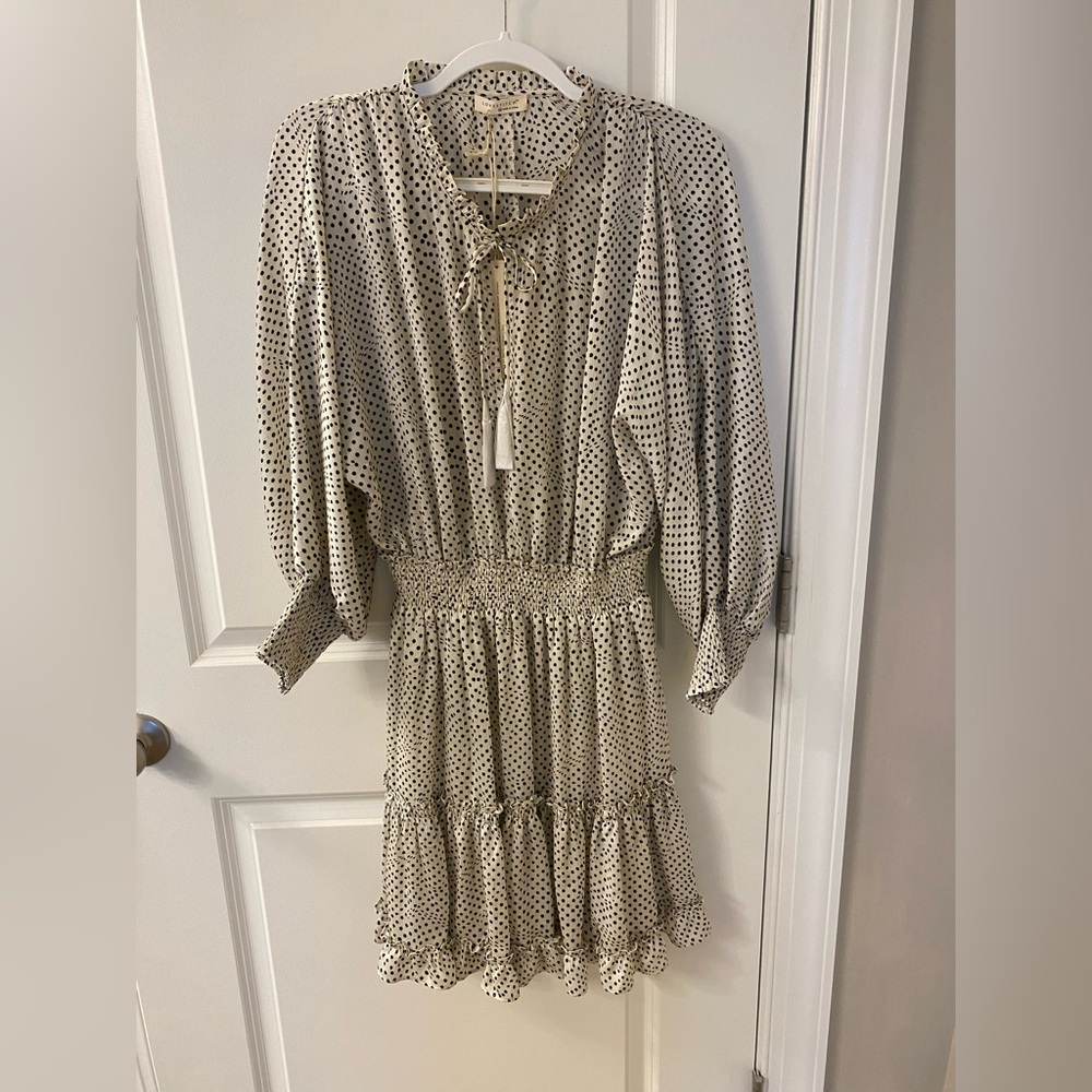 Lovestitch Black and White Polka Dot Long Sleeve Dress